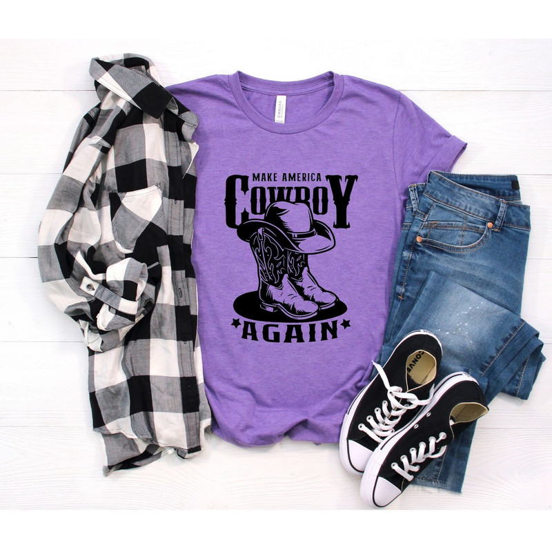 Make America Cowboy Again Shirt, Western Rodeo Shirt, Cowboy Shirt Men, Country Girl Gift, Wild West Shirt, Cowgirl Tee, Southern Tees,Texas.jpg