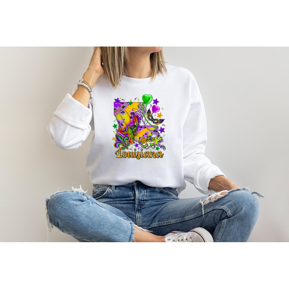 Mardi Gras Shirts For Woman, Saints Shirt, Fat Tuesday Shirts, Flower de luce Shirts, Louisiana Sweatshirts, Mardi Gras Day Sweatshirts 2.jpg