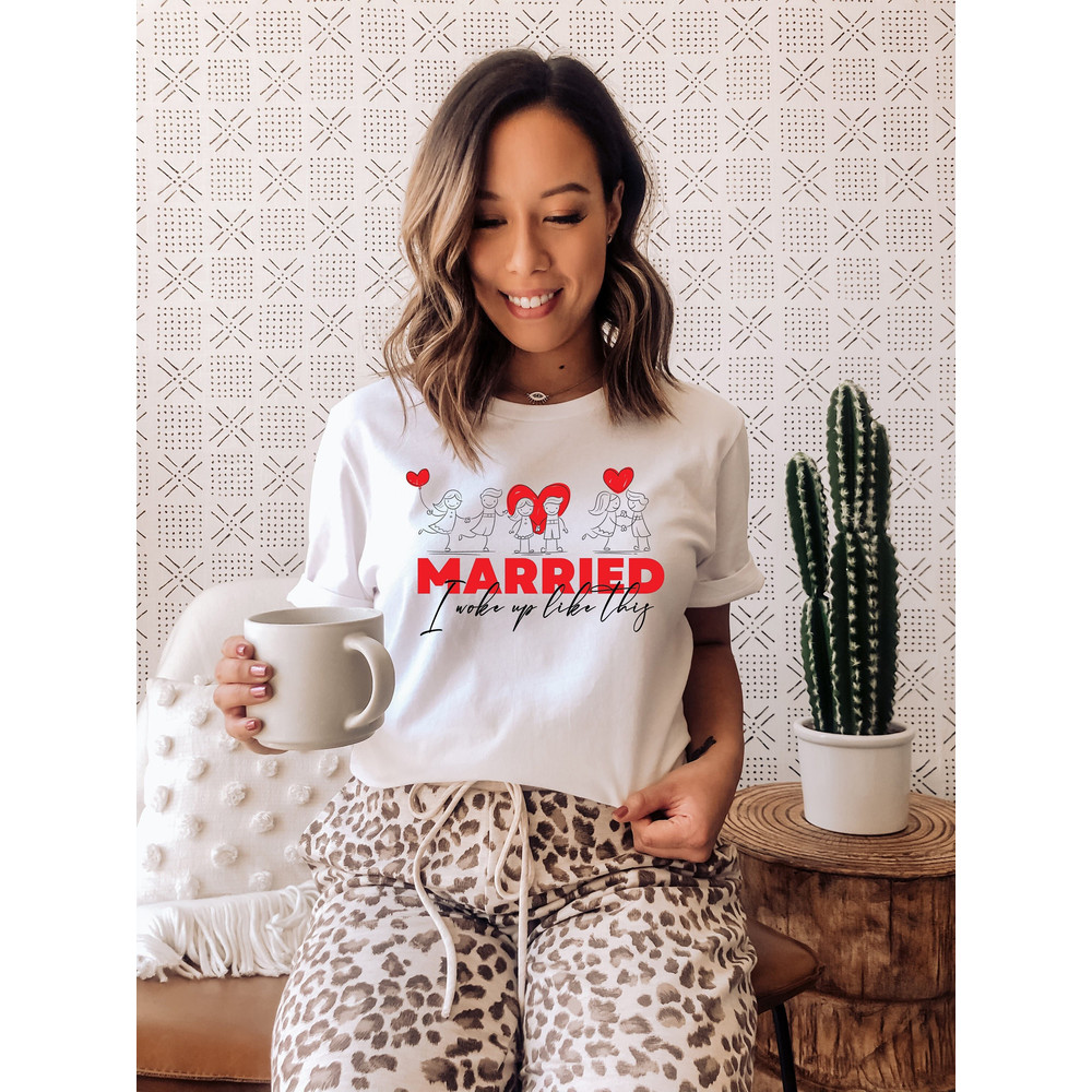 Married Shirts, Honeymoon Shirt, I Woke Up Like This, Newlywed Shirts, Wedding Shirt, Wife And Hubs Shirts, Husband and Wife Couples Shirt.jpg
