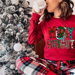 merry and bright christmas long sleeve shirt, merry christmas tshirt,holiday shirt,christmas shirt,merry and bright,chri