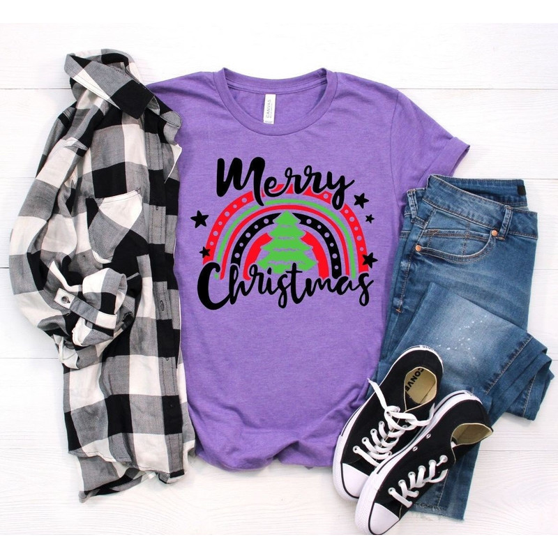Merry Rainbow Christmas Shirt, Merry Christmas Shirt, Women Christmas Gift Idea, Trendy Christmas Rainbow Shirt, Christmas Rainbow.jpg