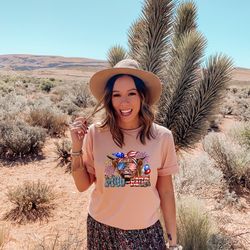 moorica shirt, highland cow with 4th july, american flag shirt, fourth of july tee, independence day, memorial day shirt