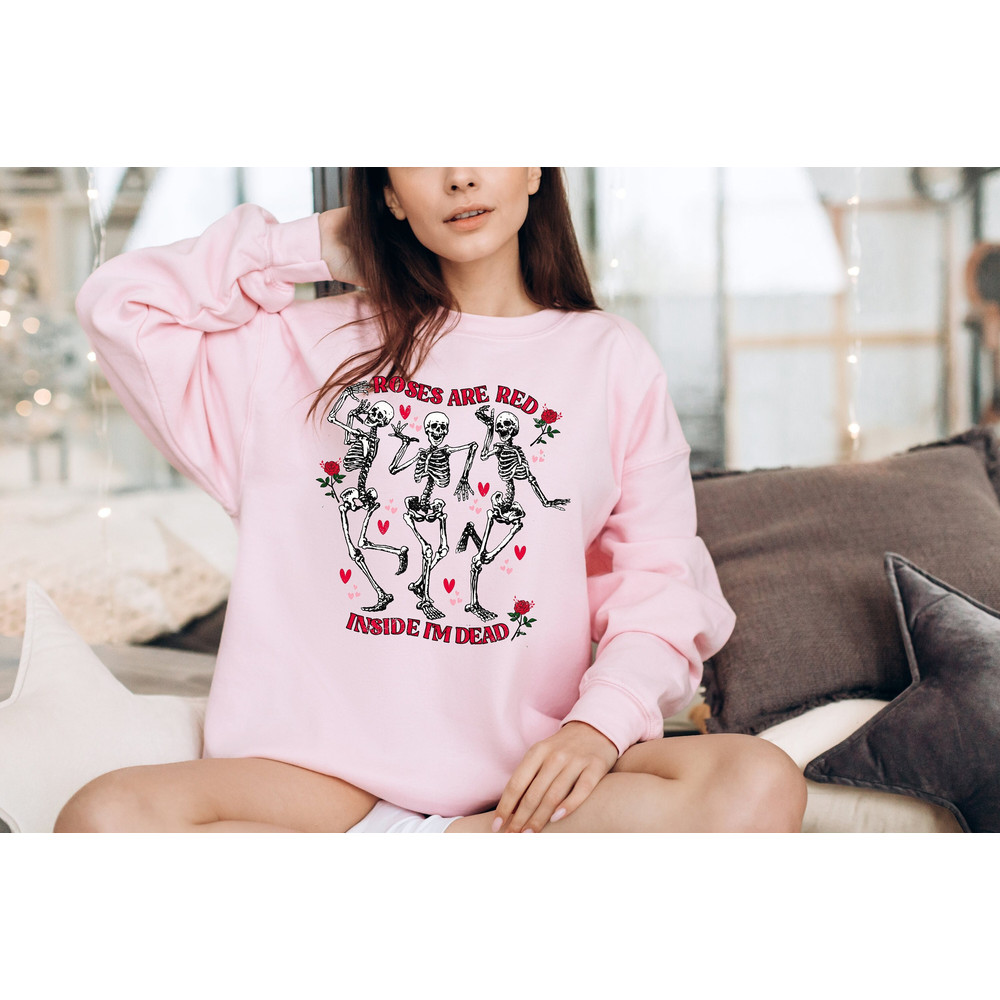 Retro Skeleton Heart And Rose Valentines Day Sweatshirt ,Valentine's Day shirt, Roses are Red Inside I'm Dead, Valentines sweatshirt.jpg