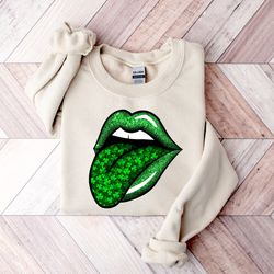 shamrock lips shirt,st patricks day sweatshirts,cute st patricks day tee,lips tongue sweatshirt,cute patricks day shirts