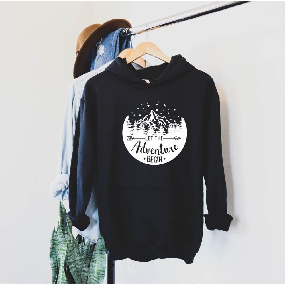 Let the adventure Begin Hoodie, Fishing Sweatshirt, Camping Hoodie, Camping Gift for Her, Fishing Tees, Camping Season, Favorite Sports.jpg