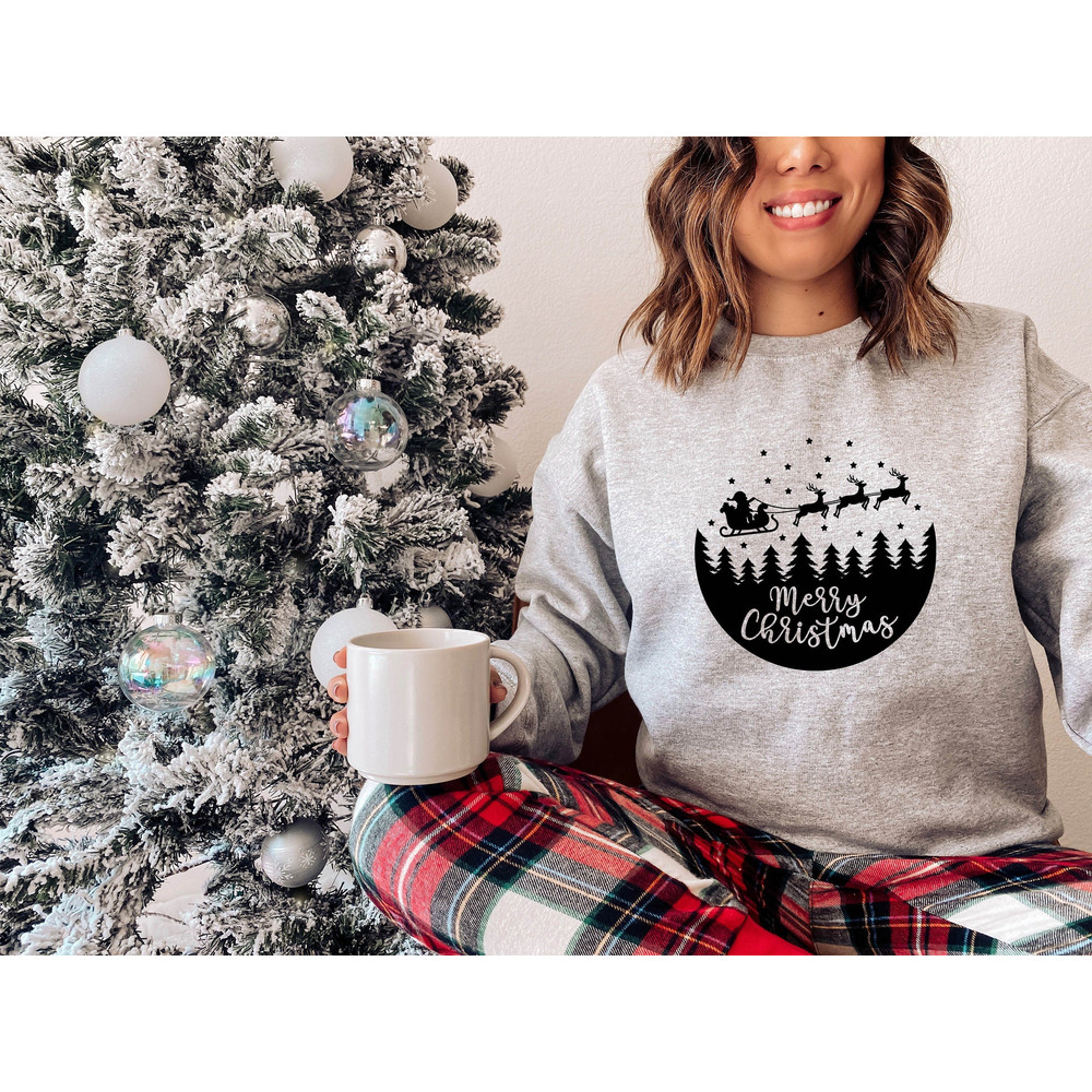 Merry Christmas Sweatshirt,Merry Christmas Reindeer Sweatshirt,Flying Santa Reindeer,Christmas Gift,Christmas Hoodie,Winter Sweatshirt 1.jpg