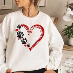 paw heart sweatshirt  heart sweatshirt  valentines day heart sweatshirt  valentines day gift  cute valentines day sweats
