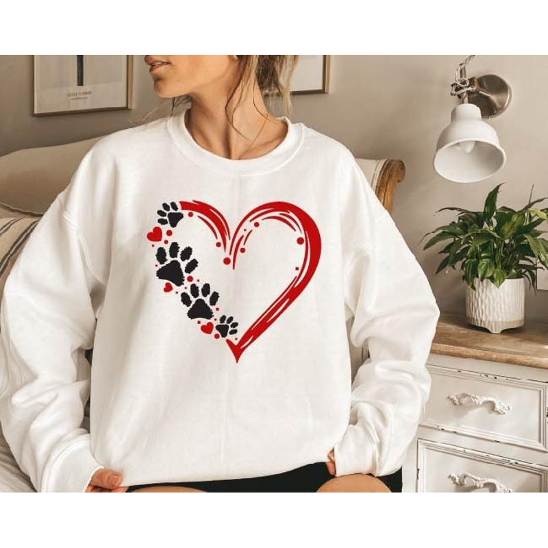 Paw Heart Sweatshirt  Heart Sweatshirt  Valentines Day Heart Sweatshirt  Valentines Day Gift  Cute Valentine's Day Sweatshirt Dog Lover.jpg