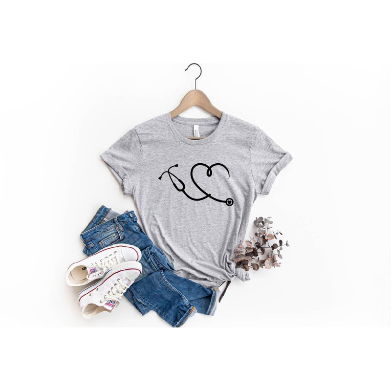 Nurse Shirt, Er Nurse Shirt, Stethoscope Shirt, İcu Nurse Shirt, Mom Gift, Gift For Nurse, School Nurse Shirt, Stethoscope With Heart Shirt.jpg
