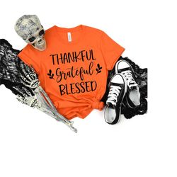 thankful grateful blessed shirt, thankful turkey tee, pumpkin spice, cute fall shirt, autumn shirt, thanksgiving shirt,