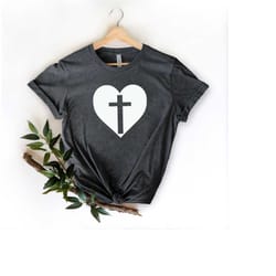 cross heart shirt, jesus, christian shirt, faith shirt, religious shirt heart shirt, disciple, grace shirt, god love shi