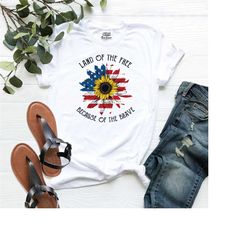 land of the free because of the brave shirt, 4th of july t-shirt, independence day gift, american shirt, usa land of fre