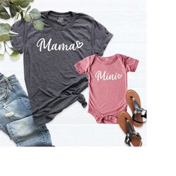 mama and mini matching shirts, matching mommy and me shirt, cute heart mom baby shirt, mothers day gift, gift for mom, m