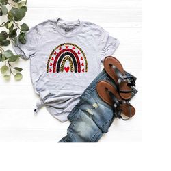 rainbow hearts shirt, leopard rainbow shirt, matching valentines shirt, heart couples tee, heart rainbow valentines shir