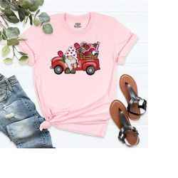 gnome valentine's day shirt,valentines day t-shirts, vintage red truck gnome shirt, gnomes valentine tee, valentine retr