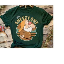 retro 90s vintage the sneezy one t-shirt, disney snow white and seven dwarfs matching tee, disneyland family holiday vac