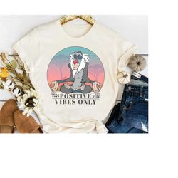 retro rafiki positive vibes only t-shirt, disney the lion king shirt, disney trip tee, disneyland family vacation gift,