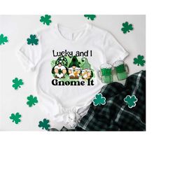 lucky and i gnome it st patrick's day shirt, funny st pattys day shirt, irish family shirt, st paddy gift, st patrick gn