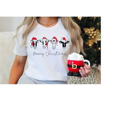 christmas cow shirt, mooey xmas tee, farmer christmas cow shirt, christmas heifer shirt, highland cow shirt, country chr