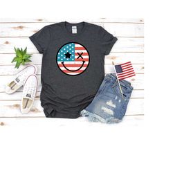 smiley usa face shirt, 4th july shirt, usa independence t-shirt, patriotic outfit, usa family shirts, patriotic gift, am