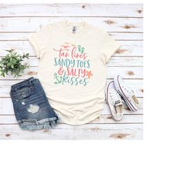 tan lines sandy toes salty kisses beach shirt, summer vibes t-shirt, beach shirt, summer vacation beach shirt