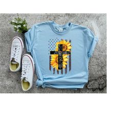 christian t-shirts, cross faith sunflower shirt, christian women gifts shirts, christian clothing, christian gift, cross