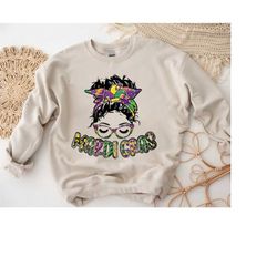 women mardi gras sweatshirt, mardi gras mom shirt, retro mardi gras costume, mardi gras carnival sweater, fat tuesday pa