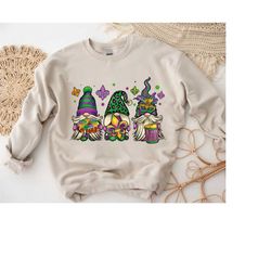 gnomes mardi gras sweatshirt, women mardi gras shirt, vintage mardi gras costume, mardi gras carnival sweater, fat tuesd