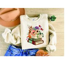 floral book lover sweatshirt, book lover gift, reading shirt, teacher gifts, flower sweater, bookworm sweater, teacher s