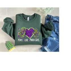 peace love mardi gras sweatshirt, women mardi gras carnival shirt, vintage mardi gras costume, mardi gras party sweater,