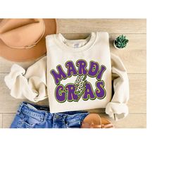 retro mardi gras sweatshirt, women mardi gras carnival shirt, vintage mardi gras costume, mardi gras party sweater, fat