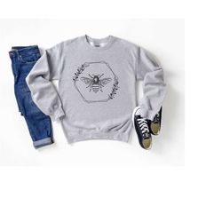 honey bee sweatshirt, wildflower shirt, bee sweater, nature lover gift, beekeeping shirt, save the bees tee, animal crew
