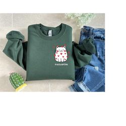 valentines day cat sweatshirt, cat mom gift, women valentines day outfit, cat lover shirt, pet owner sweater, cute valen