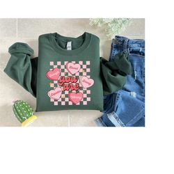 retro valentines day sweatshirt, valentines day gift, couple shirts, women love sweater, couple matching shirt, valentin