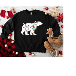 christmas polar bear sweatshirt, christmas gift for women, alaska sweatshirt, winter nature sweatshirt, merry sweater, f