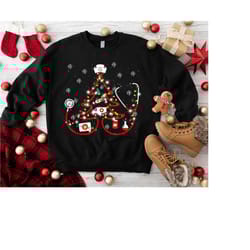 christmas nurse sweatshirt, womens christmas shirt, nurse gifts, christmas tree shirt, stethoscope tee, doctor gift, med
