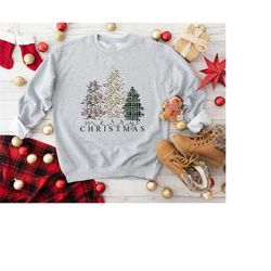 merry christmas sweatshirt, womens christmas gift, christmas tree shirt, leopard christmas sweater, christmas crewneck,