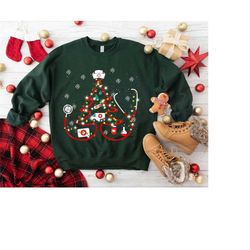 christmas nurse sweatshirt, womens christmas shirt, nurse gifts, christmas tree shirt, stethoscope tee, doctor gift, med