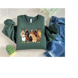 christmas chicken sweatshirt, women chicken shirt, chicken lover gift, christmas farmer tee, funny chicken sweater, xmas