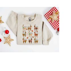 santas reindeer sweatshirt, christmas gift for women, reindeer names shirt, rudolph sweater, christmas family sweater, h
