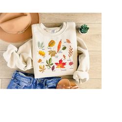 fall leaves sweatshirt, botanical shirt, gardening tee, nature lover sweater, gardener gift, fall plants crewneck, botan