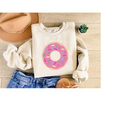 donut sweatshirt, cute pink donut shirt, donut graphic tee, funny donut gift, donut lover gift, food enthusiast, food lo