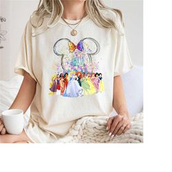 comfort colors disney minnie princess shirt, disney watercolor castle tee, disney princess shirt, disney princess gift,