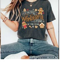 comfort colors retro christmas shirt, cute gingerbread shirt, most wonderful time, christmas cookies, gingerbread christ