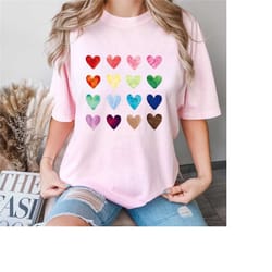 comfort colors valentine colorful heart t-shirt, valentines day t-shirt, colorful heart shirt, love shirt, valentines da