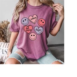 comfort colors smiles candy heart valentine t-shirt, heart valentine shirt, smiles valentines day shirt, love valentines