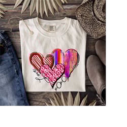 comfort colors love shirt, valentine shirt, valentine day shirt, colorful heart valentine shirt, valentine heart shirt,