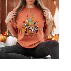 comfort colors disney characters happy thanksgiving shirt, disney thanksgiving tee, happy thanksgiving outfit, disney fa