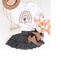 cat mama rainbow t-shirt, cat mom t-shirt, fur mama shirts, gift for cat mom, paw shirt, pet lover shirt, pet owner gift