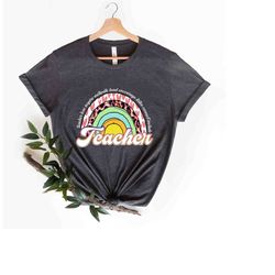 rainbow teacher t-shirt, back to school shirt, first grade teacher shirt, teach love inspire shirt, teacher tee, vintage
